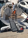 Aurora 216x39 carbon folding gangway with same color yacht name and trapeze