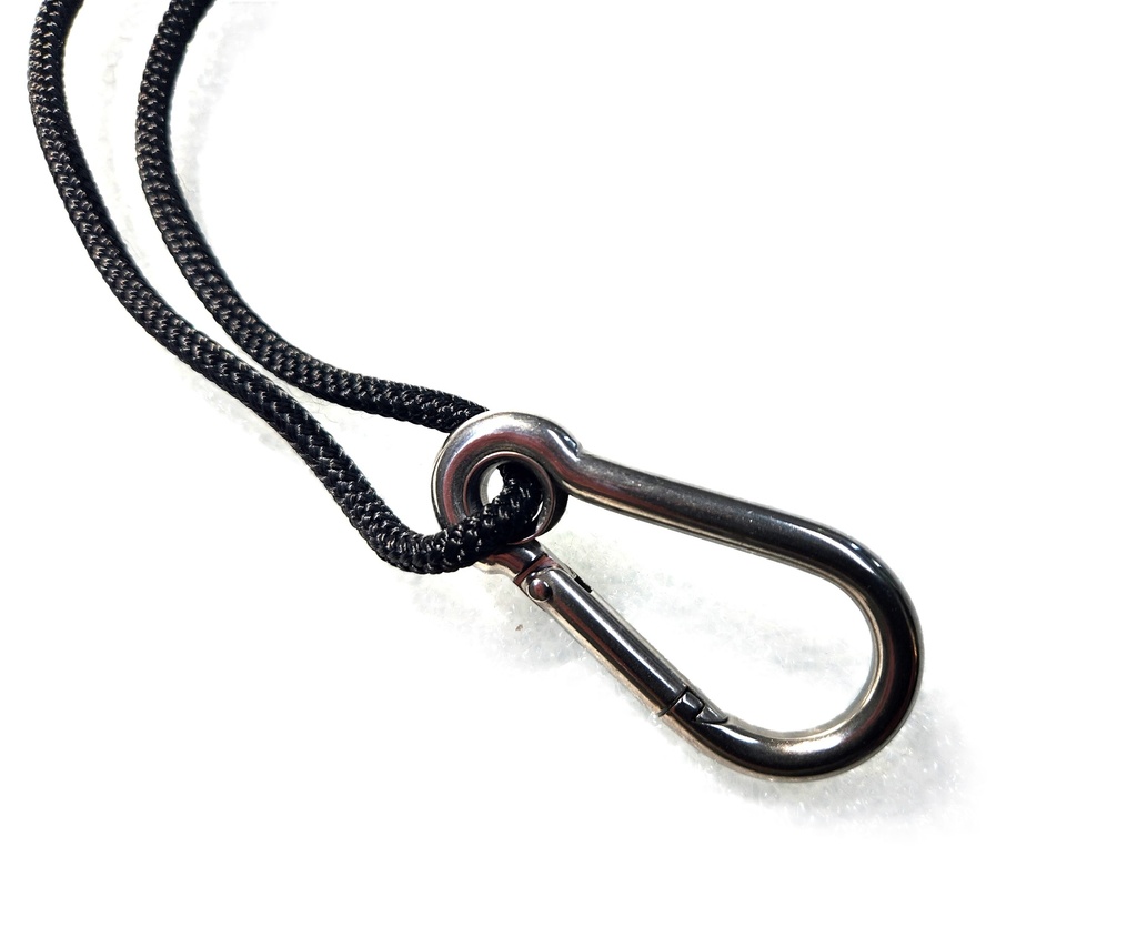 Polyester lateral guy sliding in SS carabiner