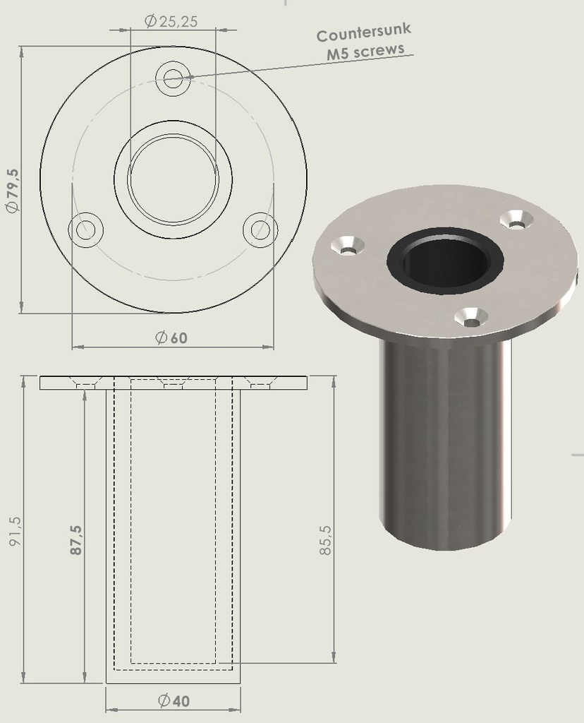 01 Stainless steel female socket for gangways (welded) sizes