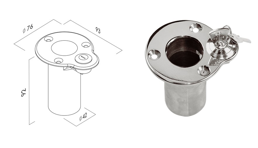 01 Stainless steel female socket with locking system for gangways sizes