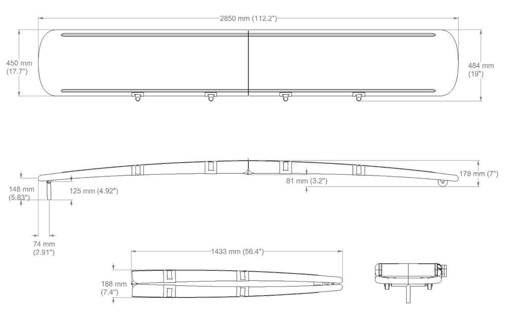 Libera 285 Evo carbon folding gangway - sizes