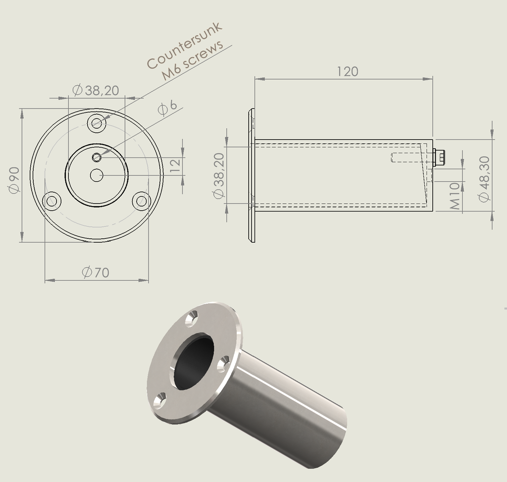 Grab pole female socket drawing