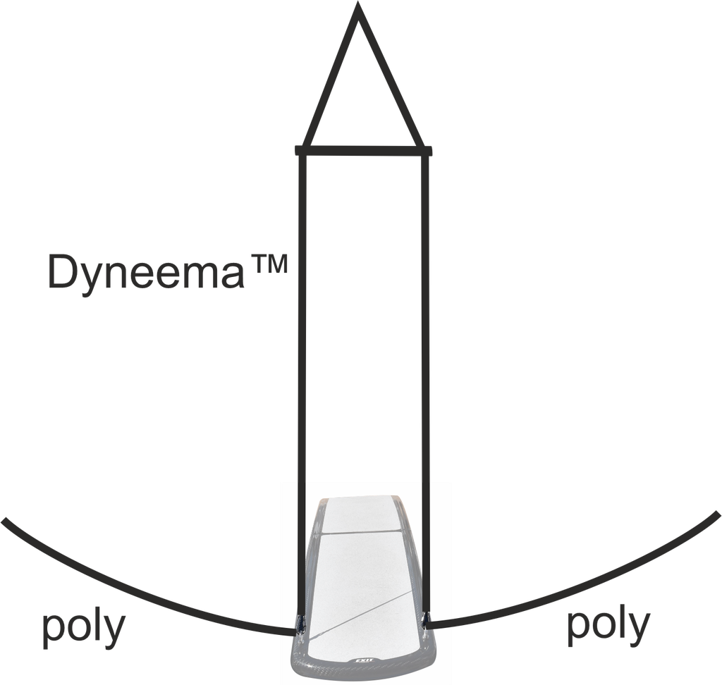 Sistema trapezio in Dyneema (R) con barra distanziale in carbonio di 60 cm e cime laterali